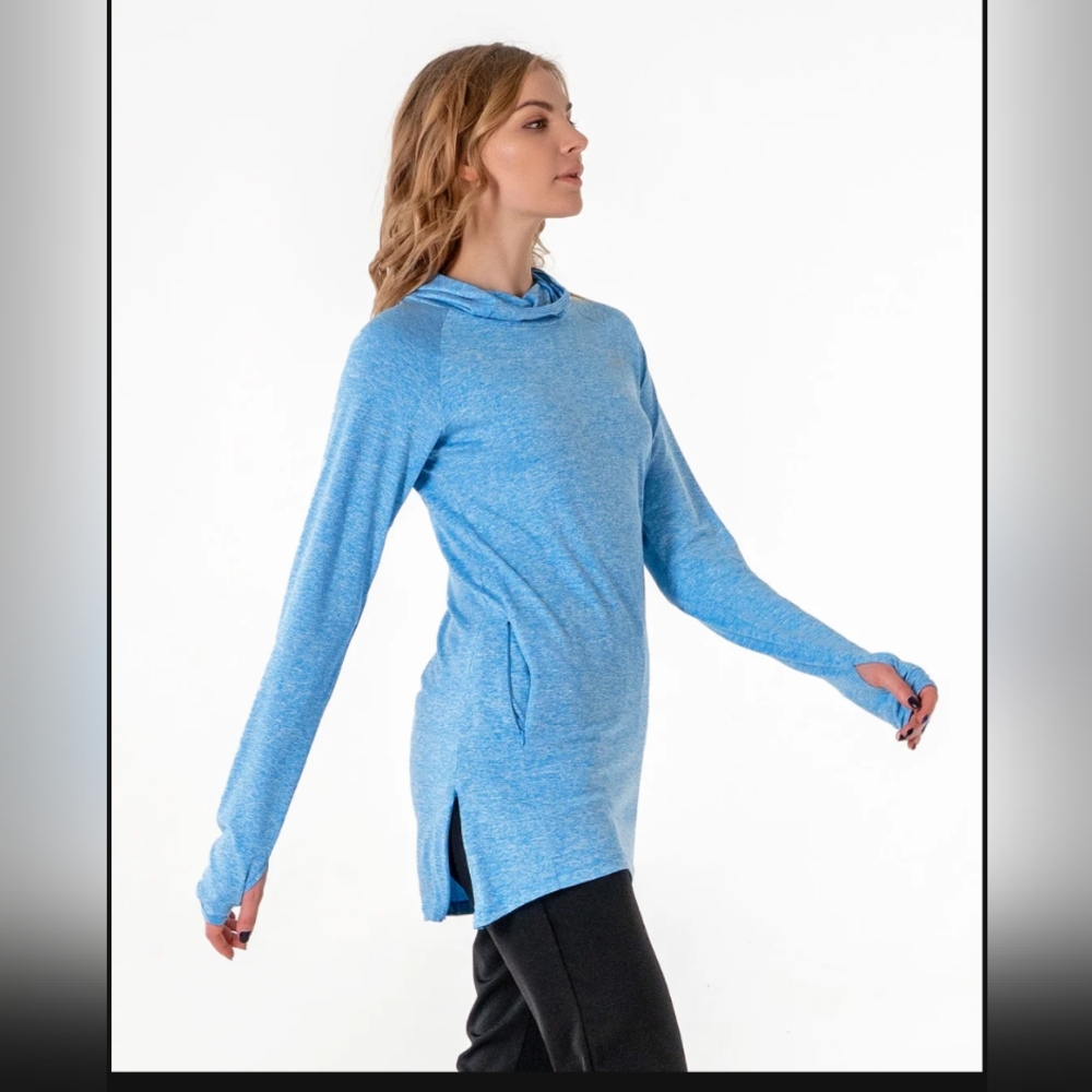 Veil HALO Long Blue Running Hoodie Thumb Holes Pockets XL [224]